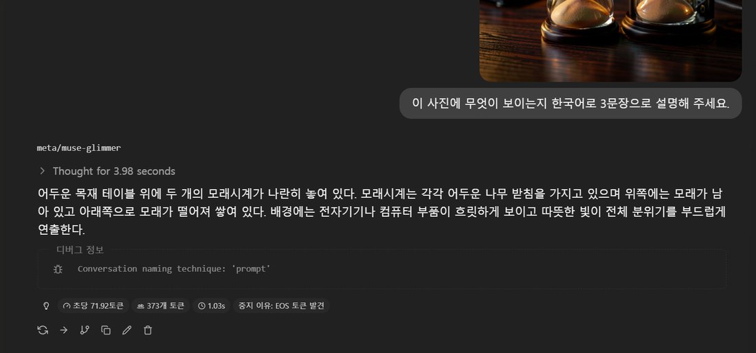 모래시계 사진을 설명하는 Muse Glimmer