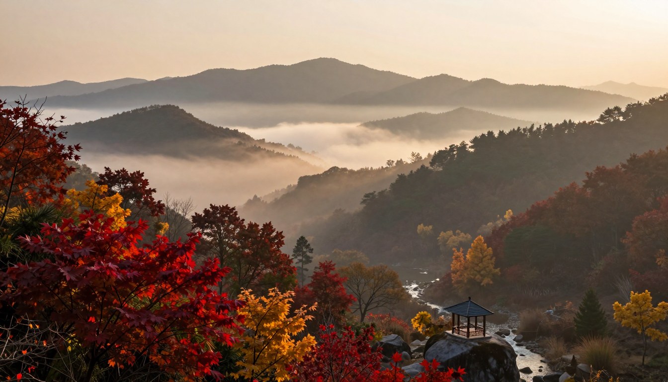 단풍 든 계곡의 해돋이 — Z-Image Turbo로 만든 이미지