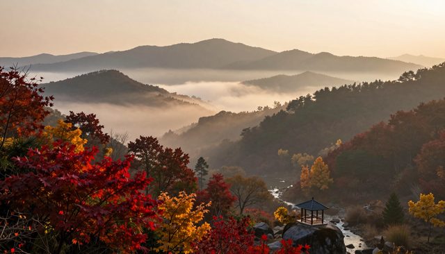 단풍 든 계곡의 해돋이 — Z-Image Turbo로 만든 이미지